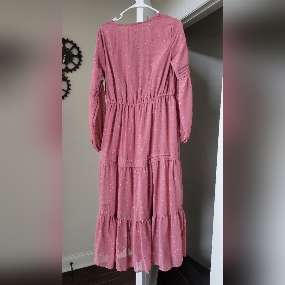 Women kurta/dress pink long with sleeves shimmer - Picture 5 of 5